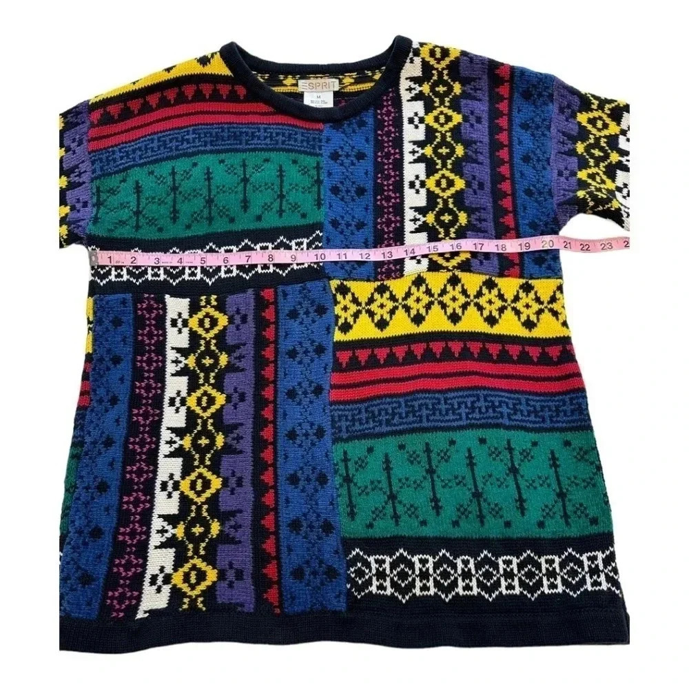 Vintage Esprit Colour Block Patchwork Sweater - S… - image 5